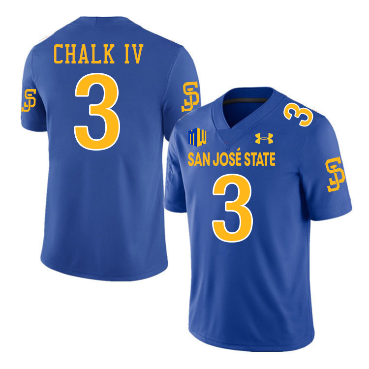 #3 Floyd Chalk IV SJSU Jersey,San Jose State Spartans Football Jersey College Uniforms-Royal